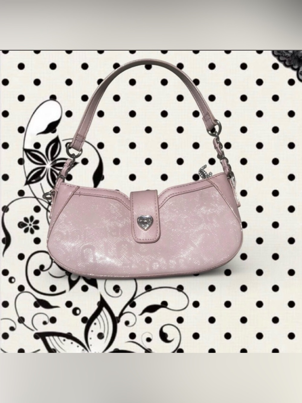 Juicy Couture Pale Pink Heart-Detail Shoulder Bag